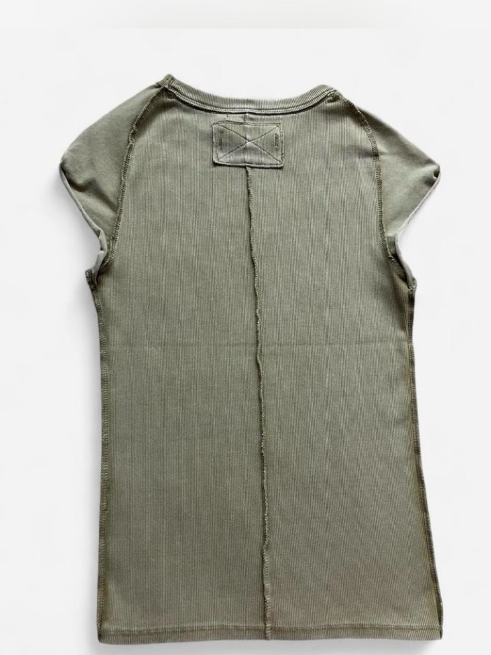 Free People We The Free Olive Ribbed Baby Tee size S - Picture 2 of 4